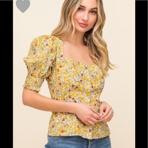 Mustard floral print top